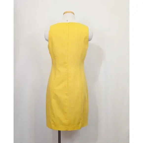 Vintage 90s Dress Yellow Sleeveless Lined Misses Size 8 Dress Barn - Picture 4 of 6